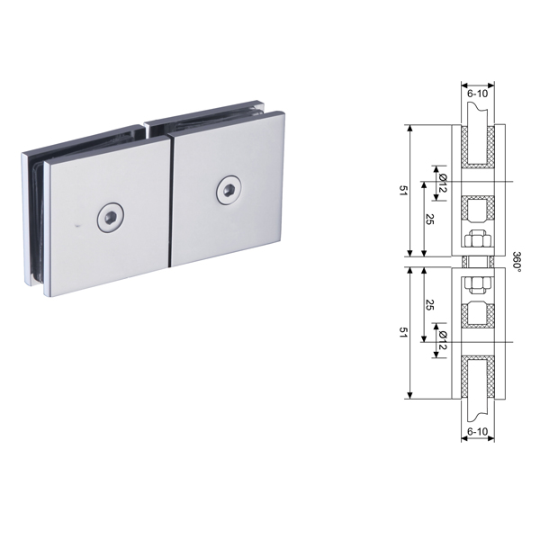 Square 180 Movable Transom Shower Glass Clamp