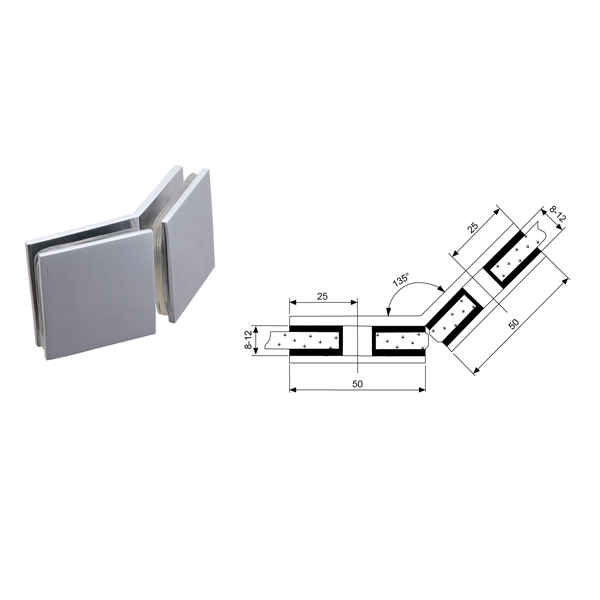 Square 135 Glass To Glass Clamp