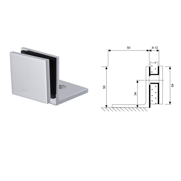 Square Wall to Glass Shower Screen Fixed Bracket