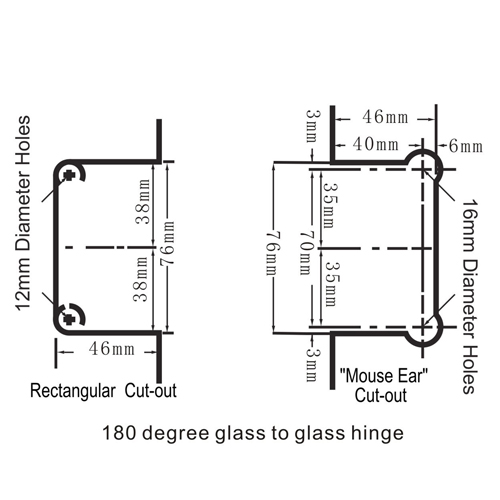 180 Glass To Glass Heavy Duty Shower Door Hinges