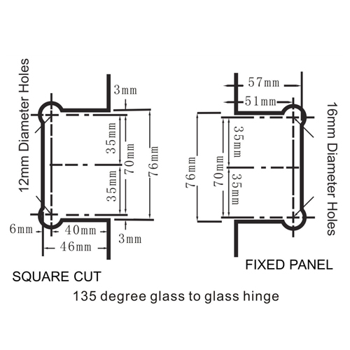 135 Glass To Glass Heavy Duty Shower Door Hinges