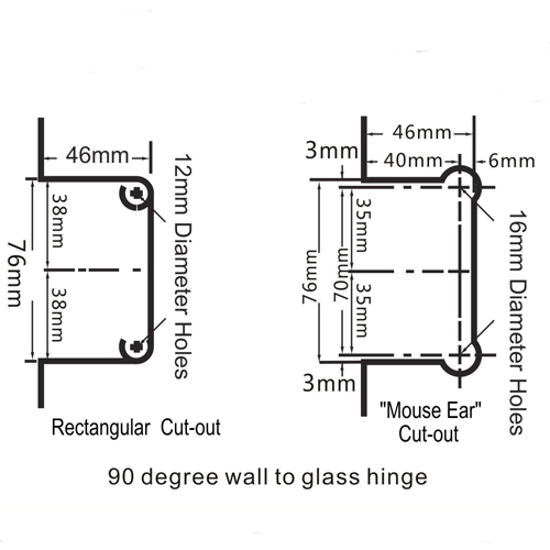 90 Glass To Glass Heavy Duty Shower Door Hinges